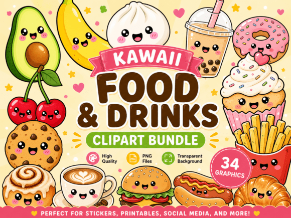 Download Cute Kawaii Food and Drinks Clipart PNG - Png Collection