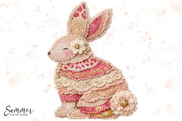 Download Coquette Pink Patchwork Lace Bunny PNG - Png Collection