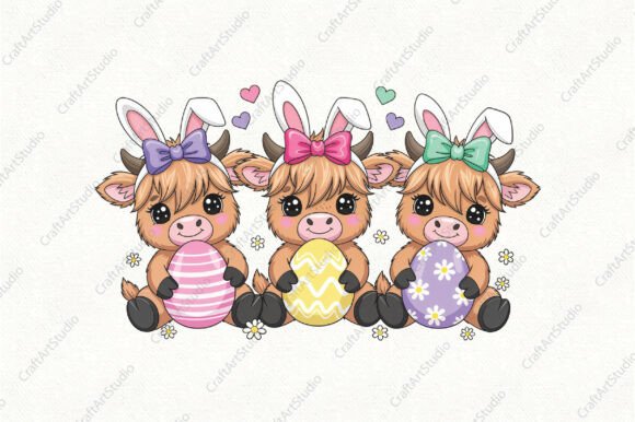 Download Cool Highland Cow Easter PNG, Bunny PNG - Png Collection