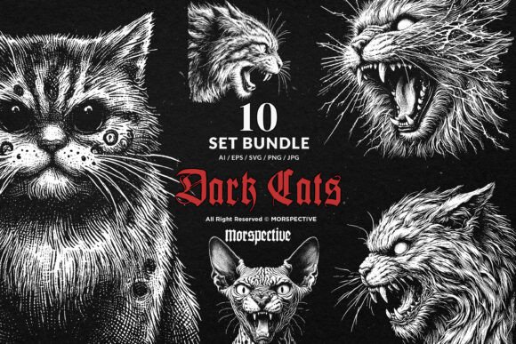Download 10 Bundle Dark Art Cats Gothic Horror - Gothic horror Collection