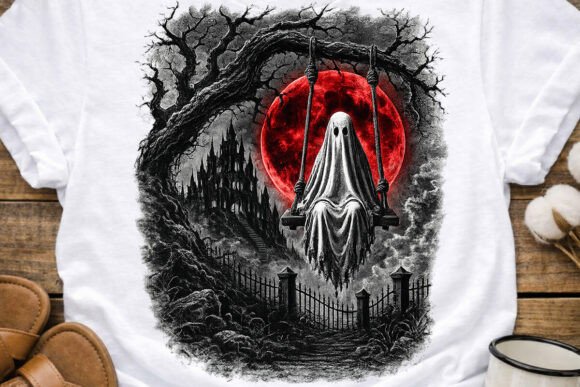 Download Halloween Ghost Swing Red Moon PNG - Png Collection